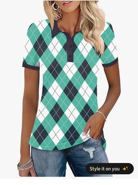 Women's Argyle Polo Top